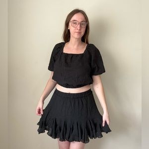 Black ruffle skirt